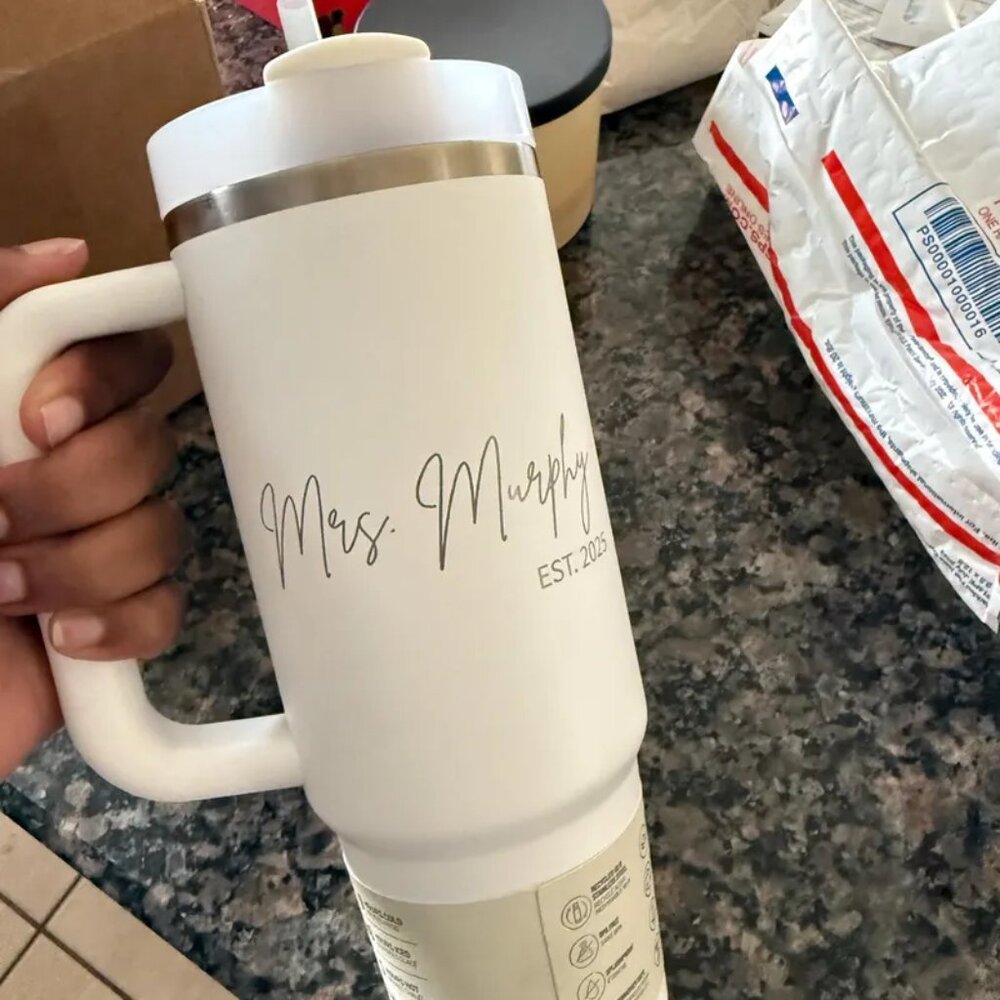 Personalized Stanley Quencher H2.0 Tumbler: Laser Engraved Stainless Steel, 40oz